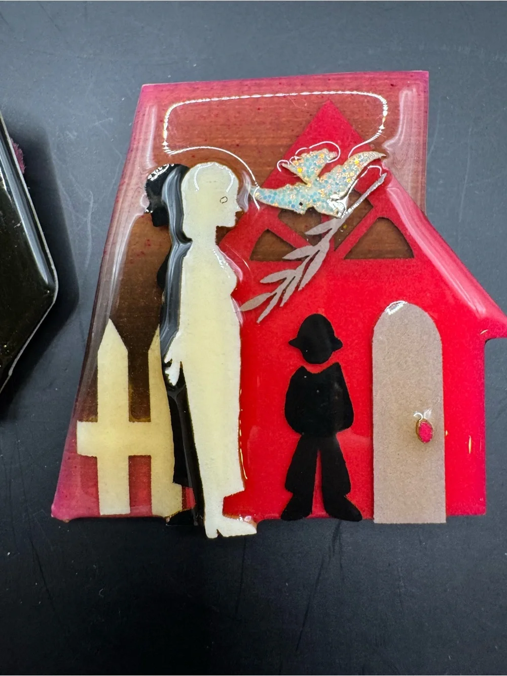 Title: House Pins by Lucinda Brooch Lot of 2 Domestic Violence House Art Pins